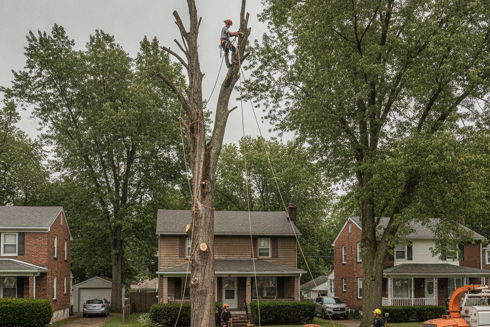 Tree cutting and EAB ash removal Wilkes-Barre Pennsylvania Luzerne County Wyoming Valley controlled removal rigging Dave residential